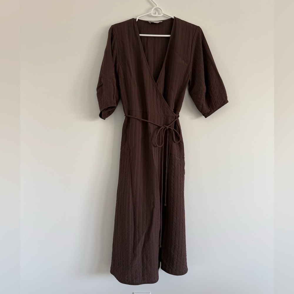 Everlane Brown Wrap Dress
